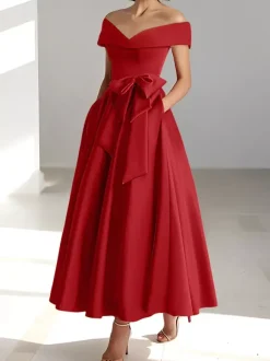 Bridal Mother Dress Off-The-Shoulder Sleeveless A-Line Wedding Guest Dresses