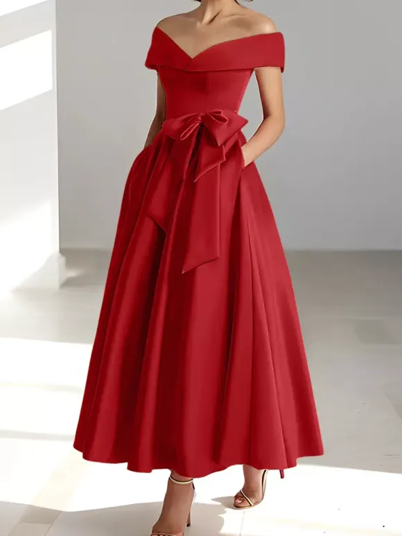 Bridal Mother Dress Off-The-Shoulder Sleeveless A-Line Wedding Guest Dresses