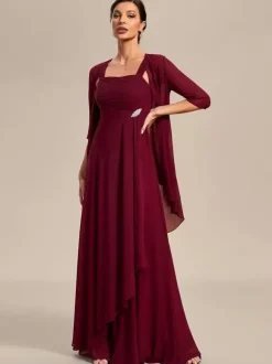 Bridal Mother Dress Square Neck Half Sleeves A-Line Applique Wedding Guest Dresses