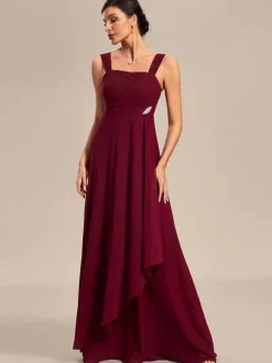 Bridal Mother Dress Square Neck Half Sleeves A-Line Applique Wedding Guest Dresses