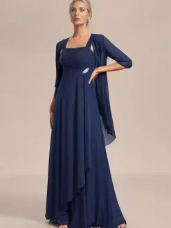 Bridal Mother Dress Square Neck Half Sleeves A-Line Applique Wedding Guest Dresses