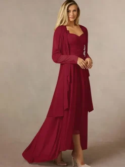 Bridal Mother Dress Sweetheart Neck 3/4 Length Sleeves A-Line Lace Guest Dresses For Wedding