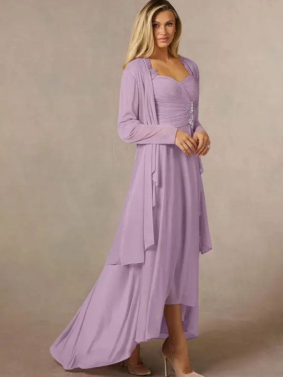 Bridal Mother Dress Sweetheart Neck 3/4 Length Sleeves A-Line Lace Guest Dresses For Wedding