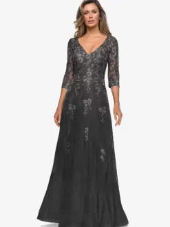 Bridal Mother Dress V-Neck Half Sleeves A-Line Lace Guest Dresses For Wedding
