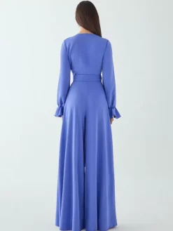 Bridal Mother Dress V-Neck Long Sleeves Jumpsuit Bows Floor-Length Wedding Guest Dresses