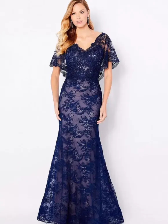 Bridal Mother Dress V-Neck Short Sleeves Mermaid Lace Floor-Length Wedding Guest Dresses