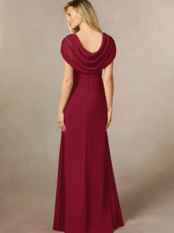 Bridal Mother Dress V-Neck Short Sleeves A-Line Pleated Floor-Length Wedding Guest Dresses