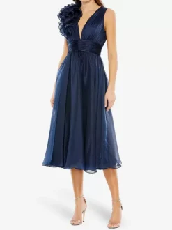 Bridal Mother Dress V-Neck Sleeveless A-Line Pleated Knee-Length Guest Dresses For Wedding