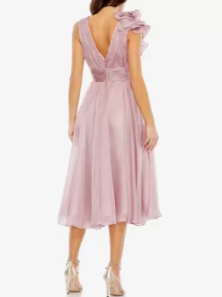 Bridal Mother Dress V-Neck Sleeveless A-Line Pleated Knee-Length Guest Dresses For Wedding
