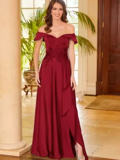 Bridal Mother Dress V-Neck Sleeveless Split Front A-Line Guest Dresses For Wedding