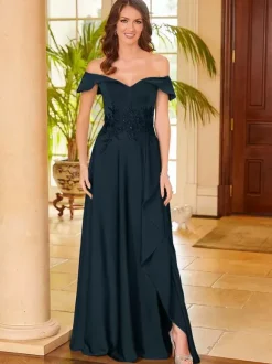 Bridal Mother Dress V-Neck Sleeveless Split Front A-Line Guest Dresses For Wedding