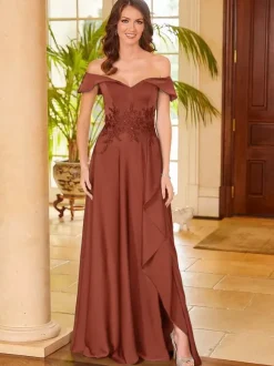 Bridal Mother Dress V-Neck Sleeveless Split Front A-Line Guest Dresses For Wedding