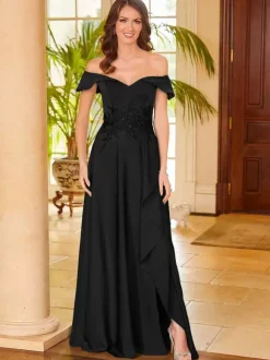 Bridal Mother Dress V-Neck Sleeveless Split Front A-Line Guest Dresses For Wedding