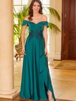 Bridal Mother Dress V-Neck Sleeveless Split Front A-Line Guest Dresses For Wedding
