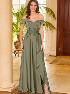 Bridal Mother Dress V-Neck Sleeveless Split Front A-Line Guest Dresses For Wedding