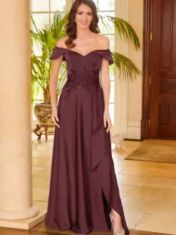 Bridal Mother Dress V-Neck Sleeveless Split Front A-Line Guest Dresses For Wedding