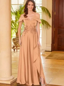 Bridal Mother Dress V-Neck Sleeveless Split Front A-Line Guest Dresses For Wedding