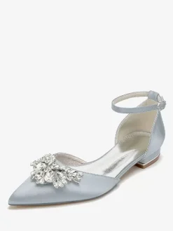 Bridal Shoes Bridal Flats Satin Pointed Toe Rhinestones