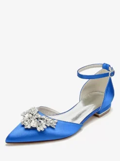 Bridal Shoes Bridal Flats Satin Pointed Toe Rhinestones