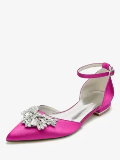 Bridal Shoes Bridal Flats Satin Pointed Toe Rhinestones