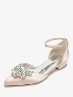 Bridal Shoes Bridal Flats Satin Pointed Toe Rhinestones