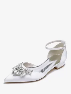 Bridal Shoes Bridal Flats Satin Pointed Toe Rhinestones