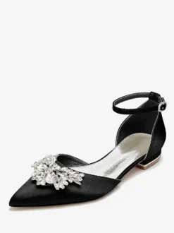 Bridal Shoes Bridal Flats Satin Pointed Toe Rhinestones