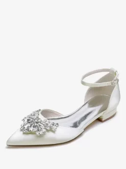 Bridal Shoes Bridal Flats Satin Pointed Toe Rhinestones