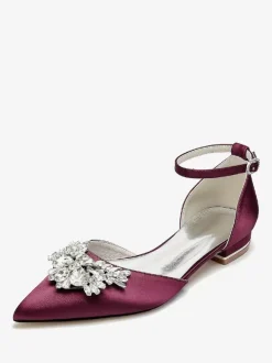 Bridal Shoes Bridal Flats Satin Pointed Toe Rhinestones