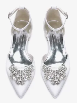 Bridal Shoes Bridal Flats Satin Pointed Toe Rhinestones
