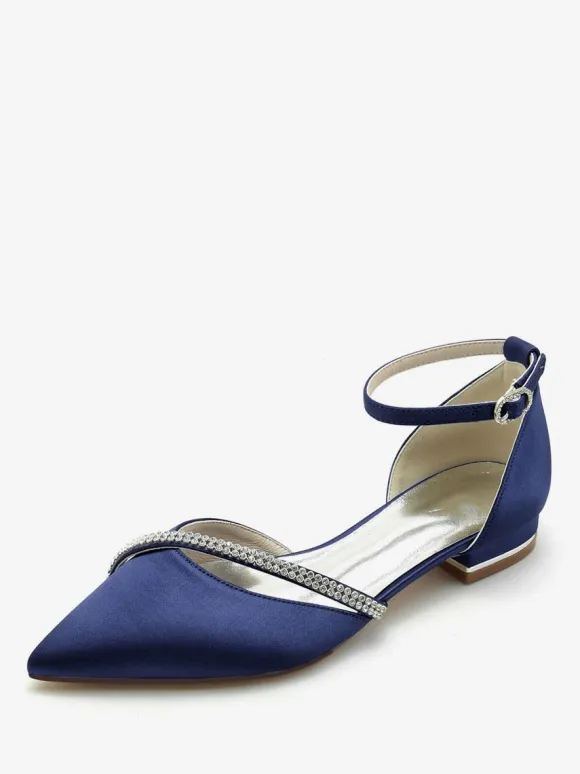 Bridal Shoes Bridal Flats Silk And Satin Pointed Toe Rhinestones