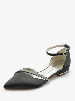 Bridal Shoes Bridal Flats Silk And Satin Pointed Toe Rhinestones
