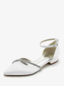 Bridal Shoes Bridal Flats Silk And Satin Pointed Toe Rhinestones