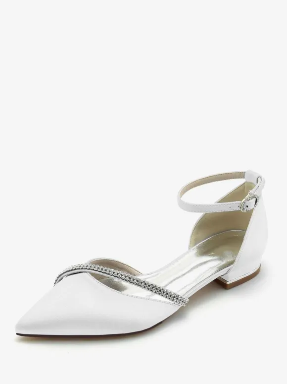 Bridal Shoes Bridal Flats Silk And Satin Pointed Toe Rhinestones