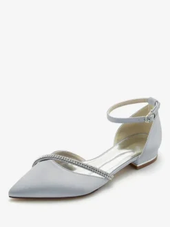 Bridal Shoes Bridal Flats Silk And Satin Pointed Toe Rhinestones