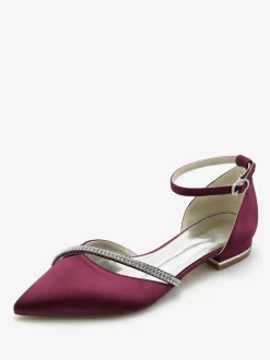 Bridal Shoes Bridal Flats Silk And Satin Pointed Toe Rhinestones