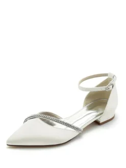 Bridal Shoes Bridal Flats Silk And Satin Pointed Toe Rhinestones