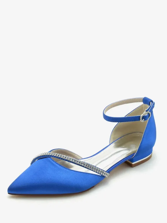 Bridal Shoes Bridal Flats Silk And Satin Pointed Toe Rhinestones