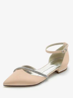 Bridal Shoes Bridal Flats Silk And Satin Pointed Toe Rhinestones