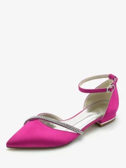 Bridal Shoes Bridal Flats Silk And Satin Pointed Toe Rhinestones