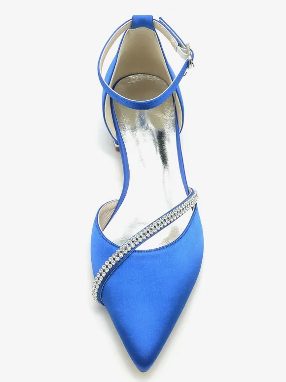 Bridal Shoes Bridal Flats Silk And Satin Pointed Toe Rhinestones