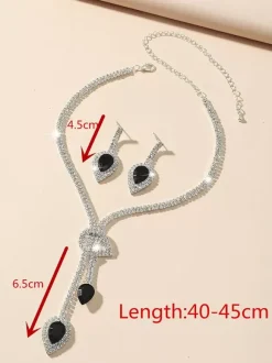 Bride's Wedding Jewelry Set Beautiful Cubic Zirconia Pierced Metal