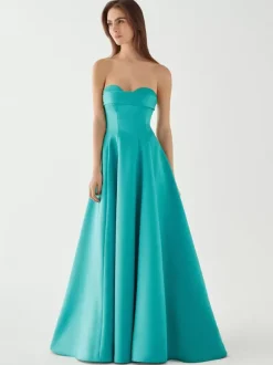 Bridesmaid Dress A-Line Floor-Length Zipper Satin Fabric Wedding Party Dress