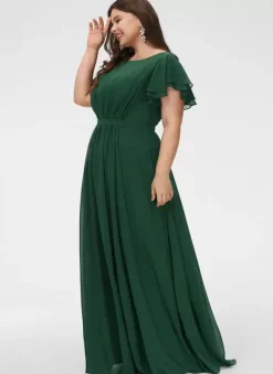 Bridesmaid Dress A-Line Floor-Length Zipper Chiffon Wedding Party Dress
