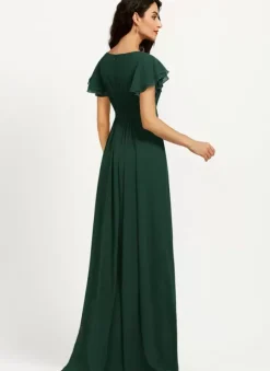 Bridesmaid Dress A-Line Floor-Length Zipper Chiffon Wedding Party Dress