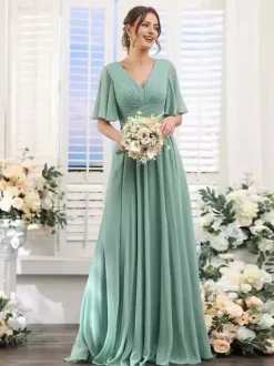 Bridesmaid Dress Chiffon A-Line Floor-Length Wedding Party Dress