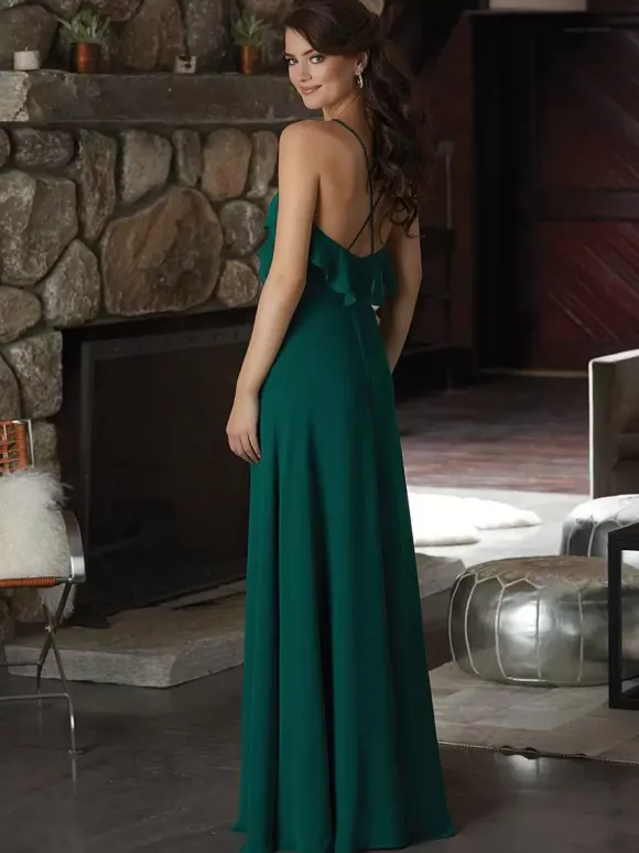 Bridesmaid Dress Chiffon A-Line Floor-Length Prom Dress