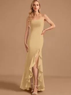 Bridesmaid Dress Chiffon Sheath Floor-Length Prom Dress