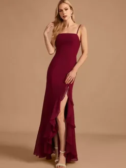 Bridesmaid Dress Chiffon Sheath Floor-Length Prom Dress