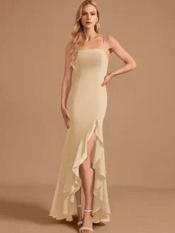 Bridesmaid Dress Chiffon Sheath Floor-Length Prom Dress